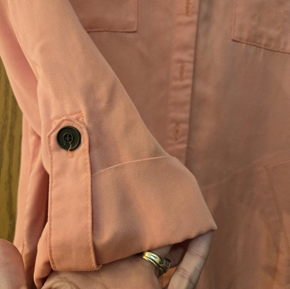 Pretty peach colored, long sleeve button-up blouse. Great condition. - Picture 2 of 7